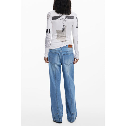 Desigual Weißes Viskose T-Shirt für Frauen