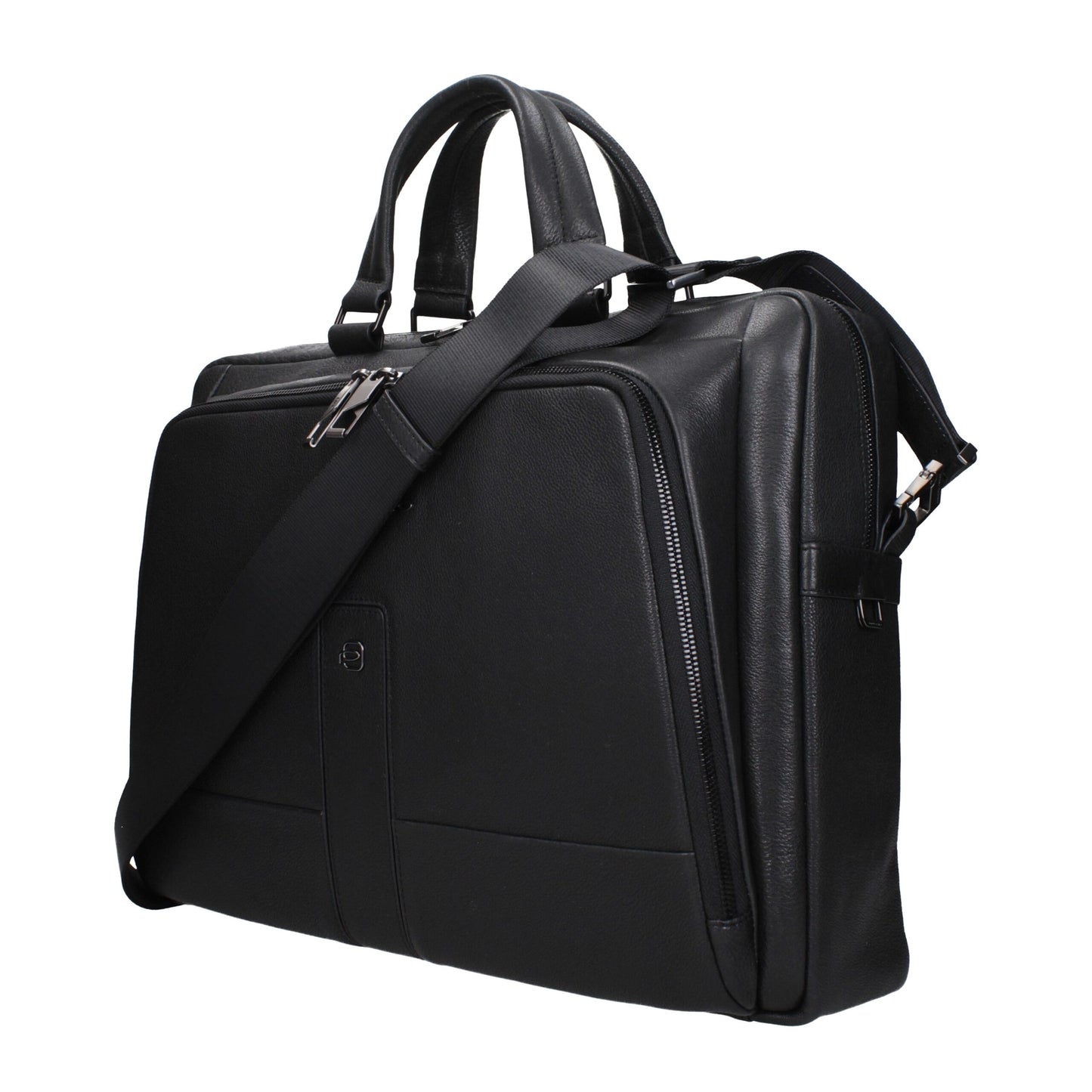 Piquadro Black Leather Business And Laptop Bag