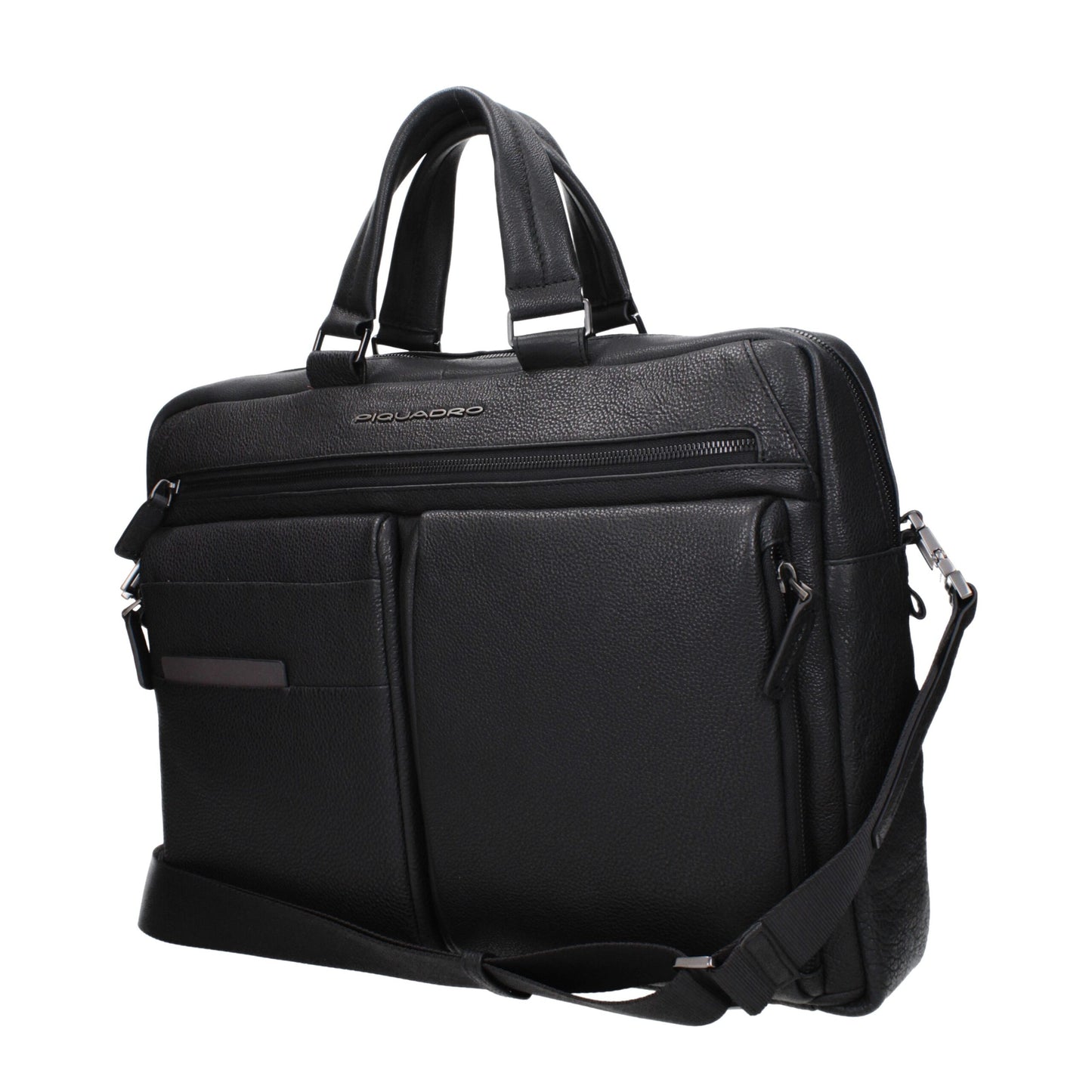 Piquadro Black Leather Business And Laptop Bag
