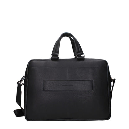 Piquadro Black Leather Business And Laptop Bag