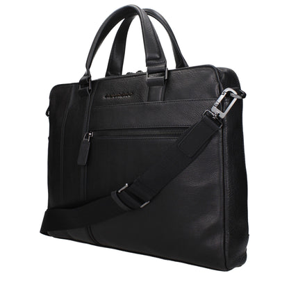 Piquadro Black Leather Business And Laptop Bag