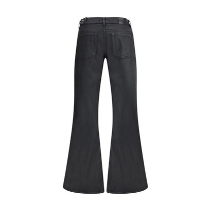 7FOR Black Cotton Flared Jeans