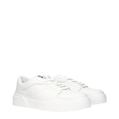 Dolce & Gabbana White Leather Low Top Sneakers