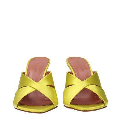 Amina Muaddi Green Satin Stiletto Heel Sandals