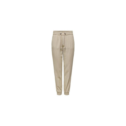 Only Beige Viscose Casual Pants