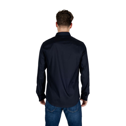 Armani Exchange Blue Lyocell Dress Shirt