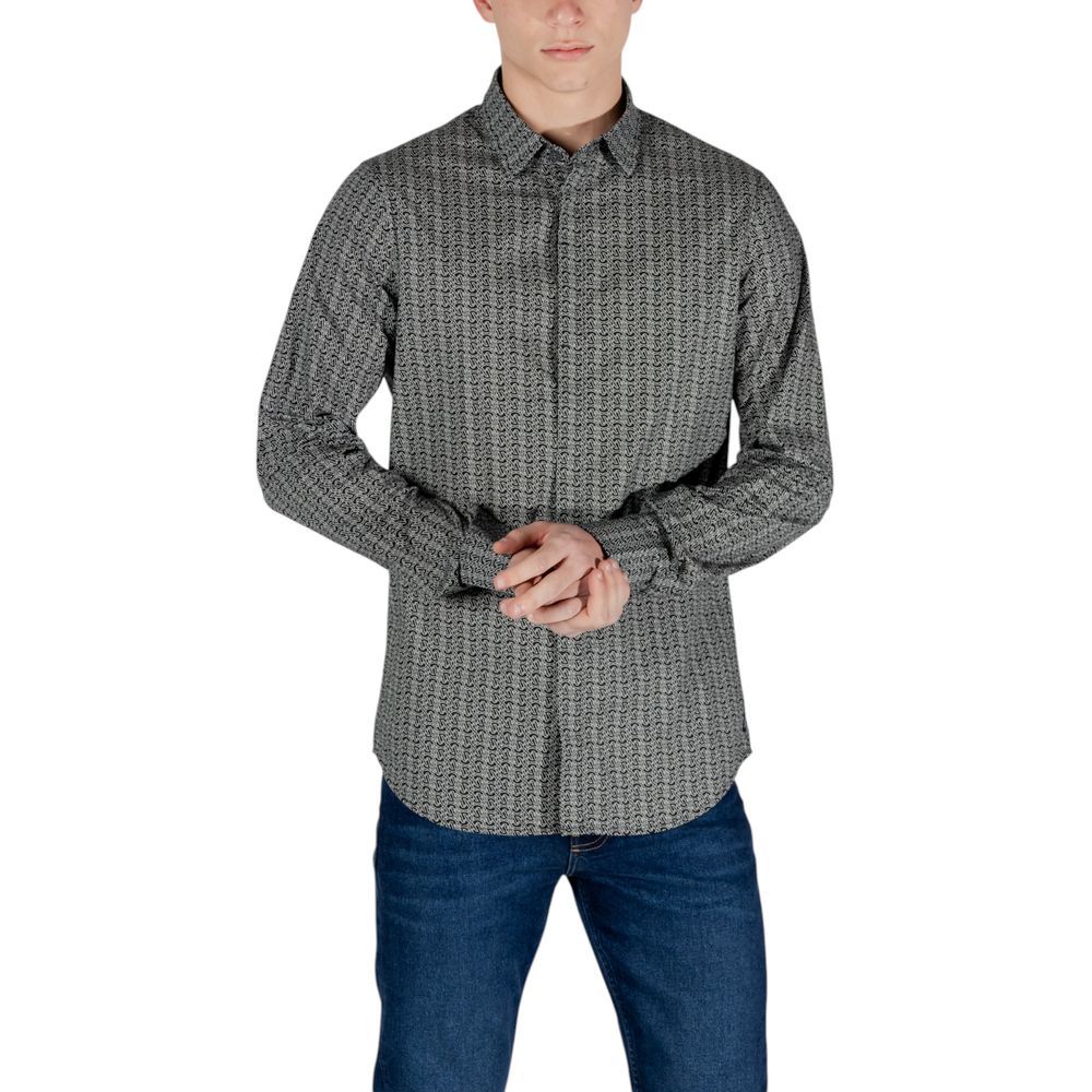 Armani Exchange Black Cotton Pattern Shirt