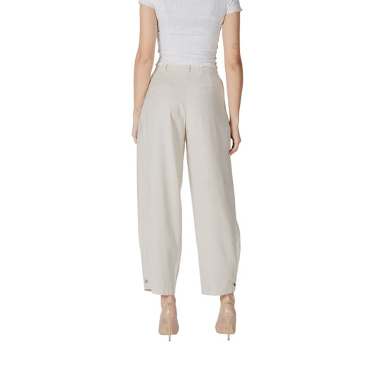 Vila Clothes Cream Viscose Casual Pants