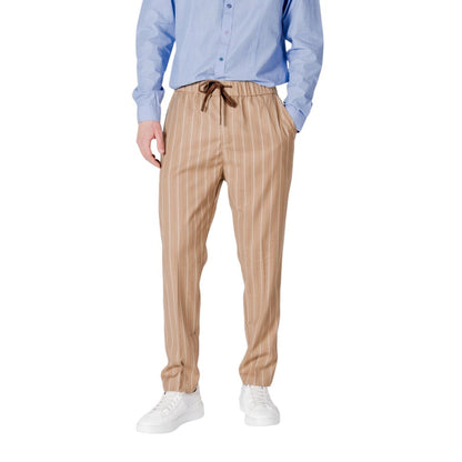 Gianni Lupo Beige Polyester Casual Pants