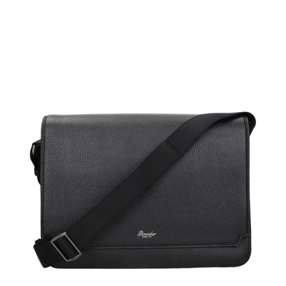 Pineider Black Leather Crossbody Bag
