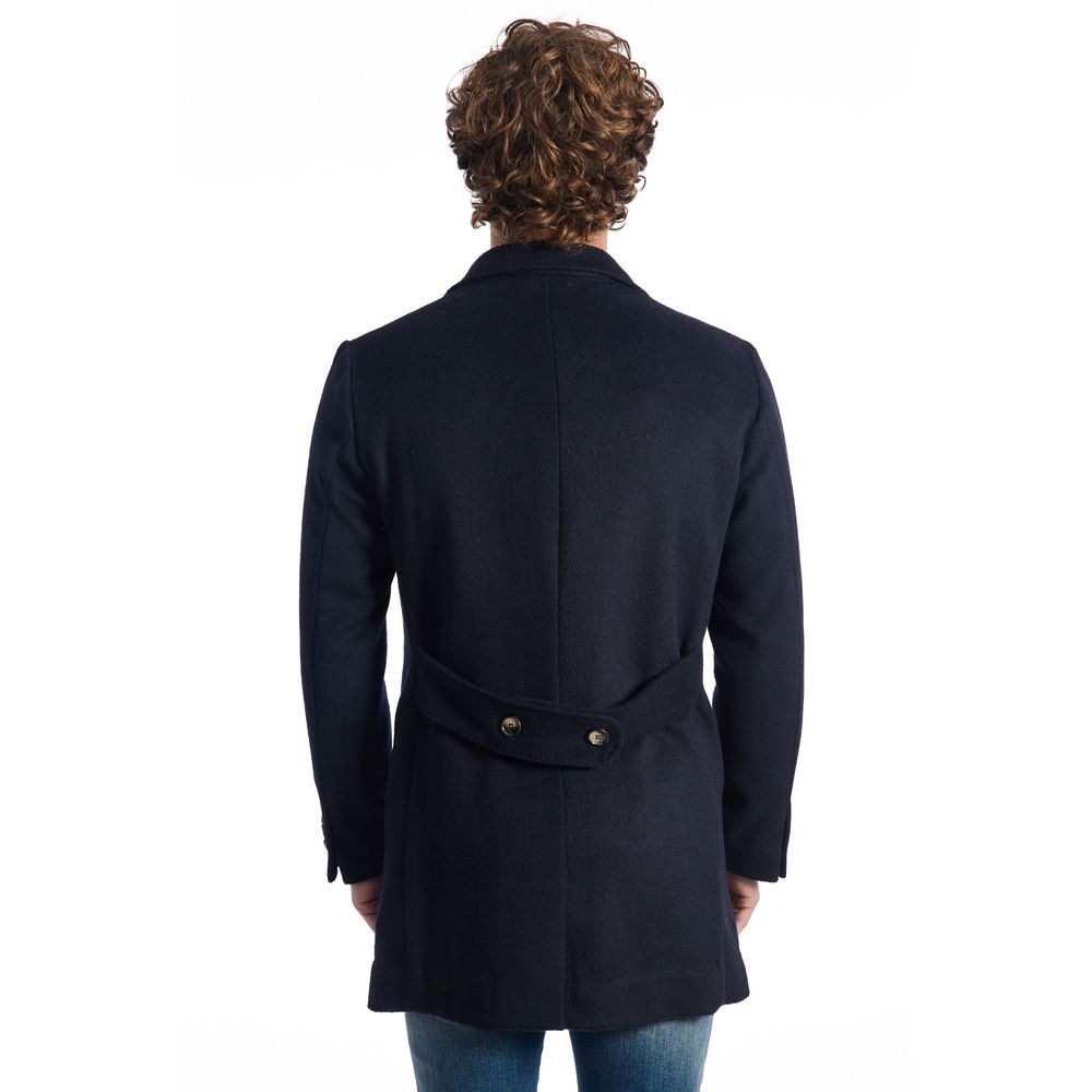 Roberto Pepe Luxury Blue Wool Men Jacket
