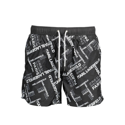 Karl Lagerfeld Black Polyester Men's Swim Trunk
