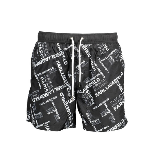 Karl Lagerfeld Black Polyester Men Swim Trunk