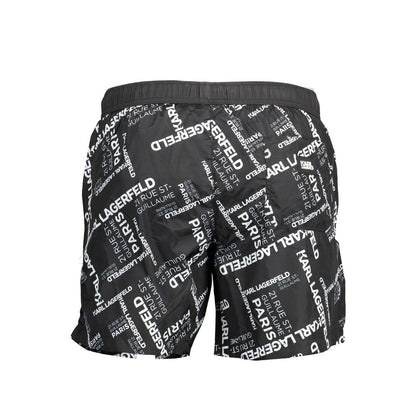 Karl Lagerfeld Black Polyester Men's Swim Trunk