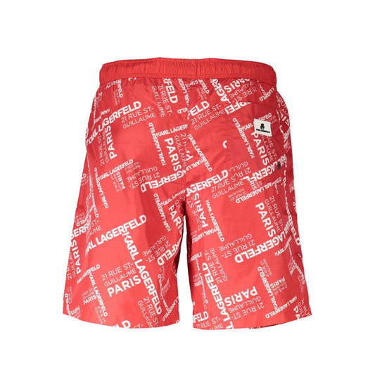 Karl Lagerfeld Red Polyester Men's Swim Trunk