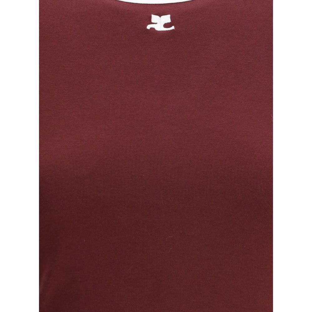 Courrèges Bordeaux Cotton T-Shirt