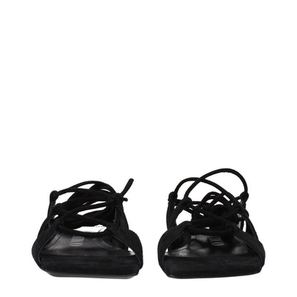 The Attico Black Leather Flat Sandals