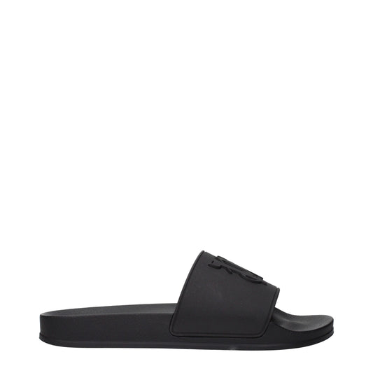 Palm Angels Black Cotton Slippers