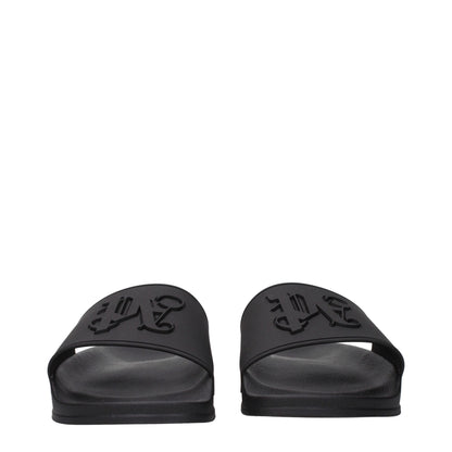 Palm Angels Black Cotton Slippers
