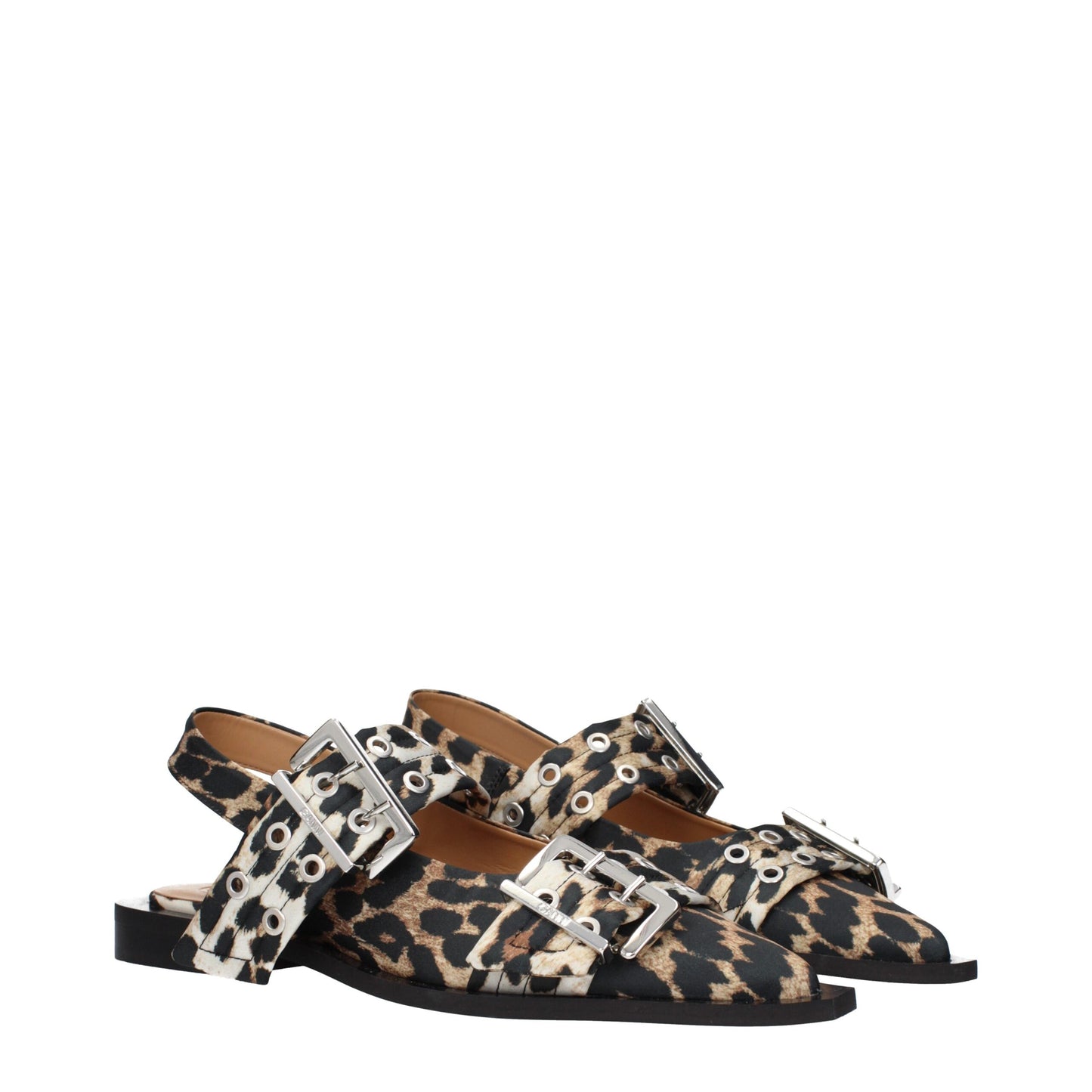 Ganni Brown Fabric Flat Sandals