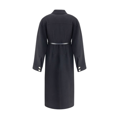 Max Mara Black Fleece Wool Coat