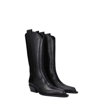 Off-White Schwarze Lederstiefel mit hohem Absatz