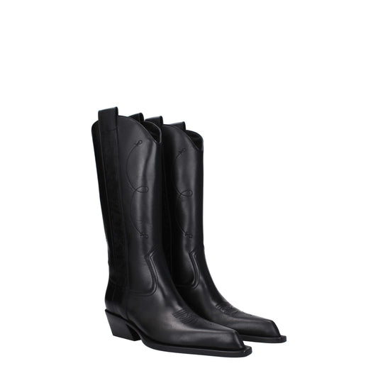 Off-White Schwarze Lederstiefel mit hohem Absatz