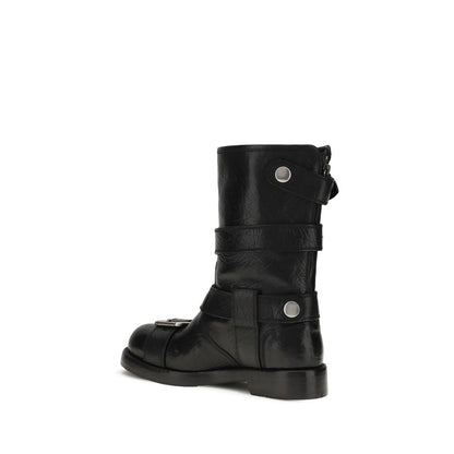 Dolce & Gabbana Black Calf Leather Bos Taurus Lace-Up Boots