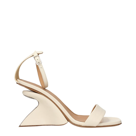 Off-White Beige Leder Plateaus