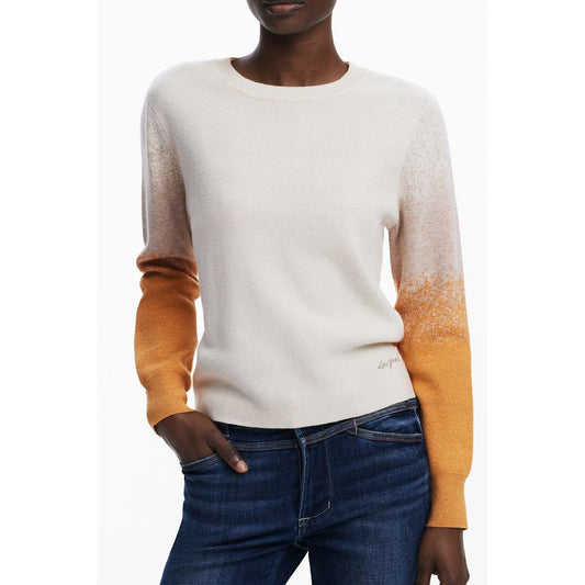 Desigual Beigefarbener Pullover aus Wolle für Frauen
