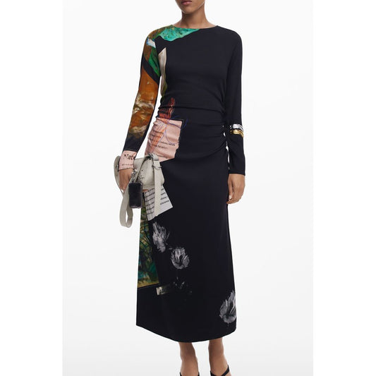 Desigual Schwarzes Viskosekleid für Frauen