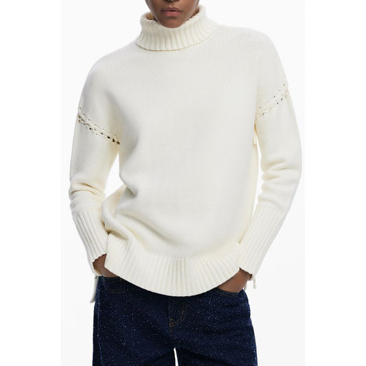 Desigual Weißer Baumwollpullover für Frauen