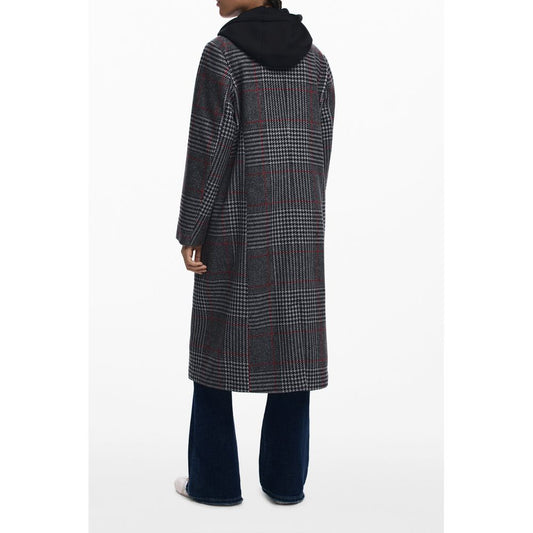 Desigual Grauer Wollmantel für Frauen