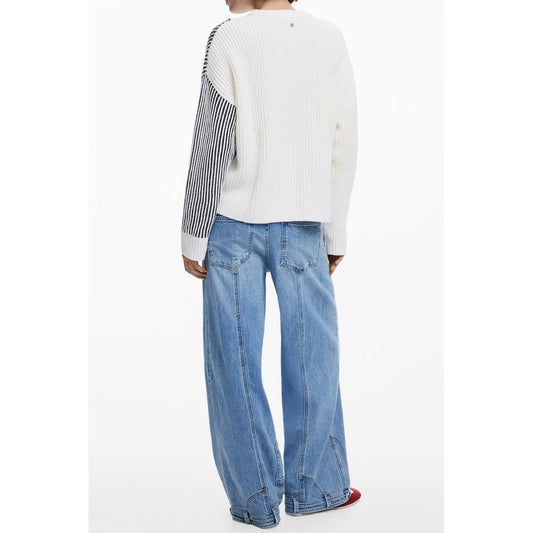 Desigual Weißer Baumwollpullover für Frauen