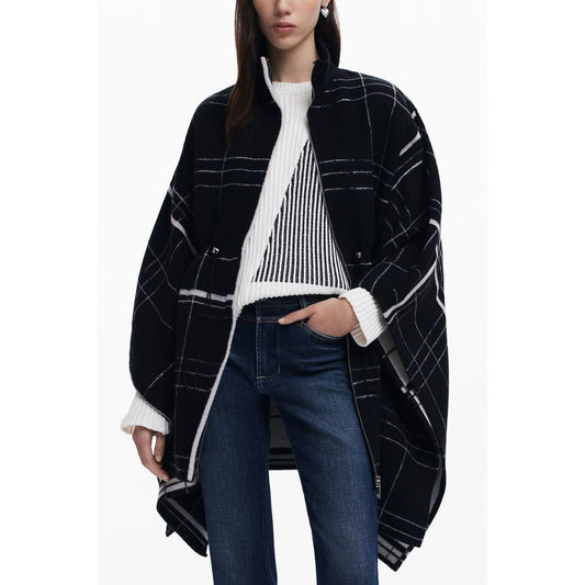 Desigual Schwarzer Poncho aus Wolle für Frauen