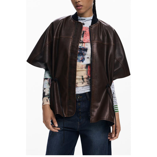 Desigual Brauner Polyethylen-Poncho für Frauen
