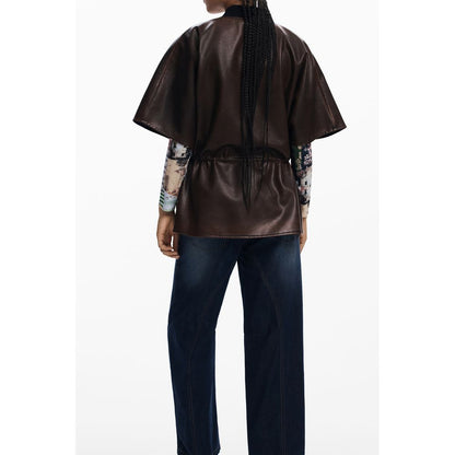Desigual Brauner Polyethylen-Poncho für Frauen