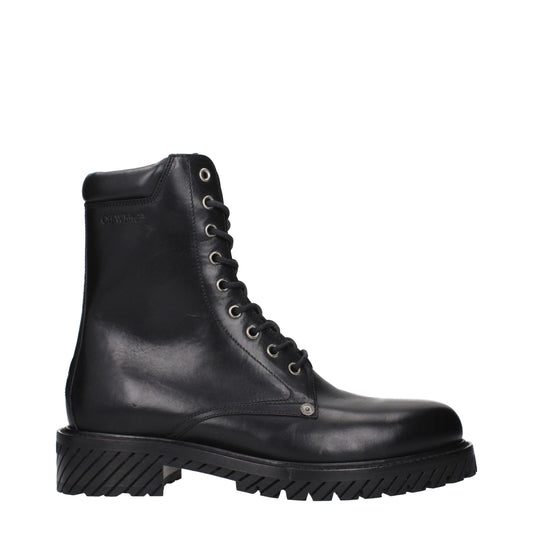 Off-White Schwarze Lederstiefeletten