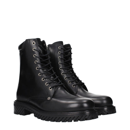 Off-White Schwarze Lederstiefeletten