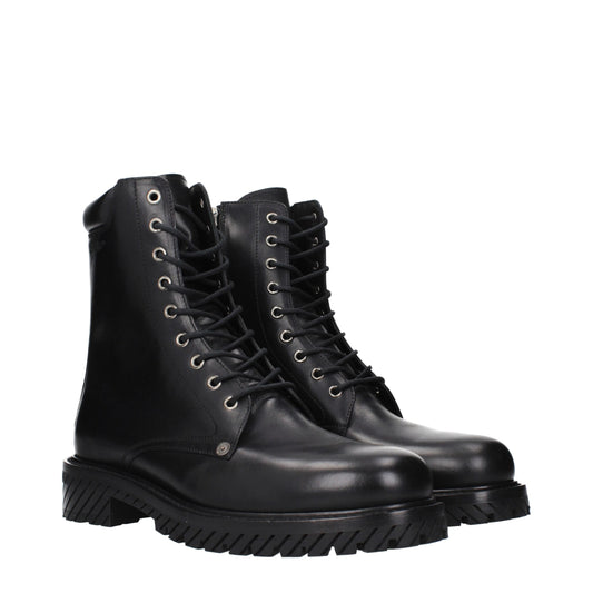 Off-White Schwarze Lederstiefeletten