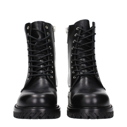 Off-White Schwarze Lederstiefeletten