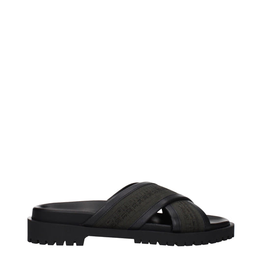 Off-White Flache Sandalen aus grünem Stoff