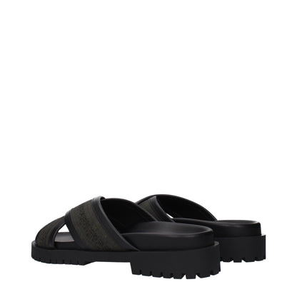 Off-White Flache Sandalen aus grünem Stoff