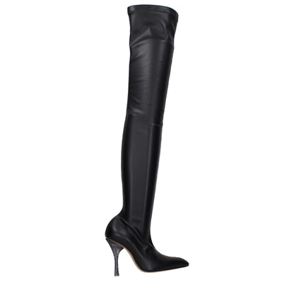 Off-White Schwarzes Leder Over The Knee