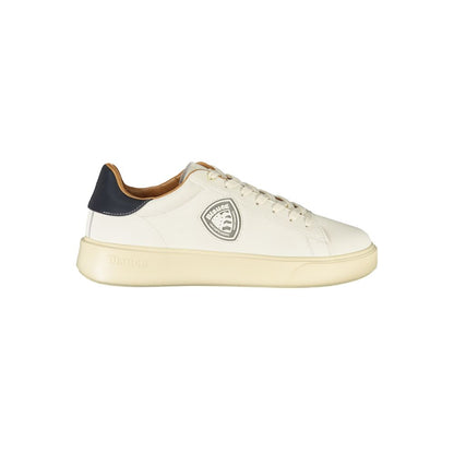 Blauer White Leather Men Sneaker