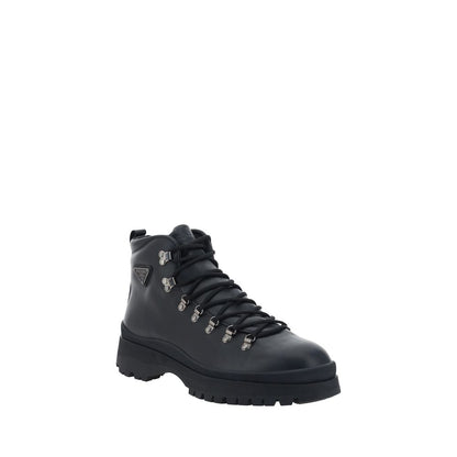 Prada Black Rubber Lace-Up Boots