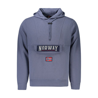Norway 1963 Blauer Baumwollpullover mit Kapuze für Männer
