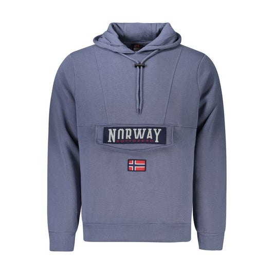 Norway 1963 Blauer Baumwollpullover mit Kapuze für Männer