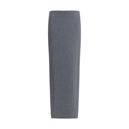 Thom Browne Gray Fleece Wool Long Skirt