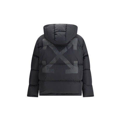 Off-White Diagonale Pfeil-Daunenjacke mit Kapuze